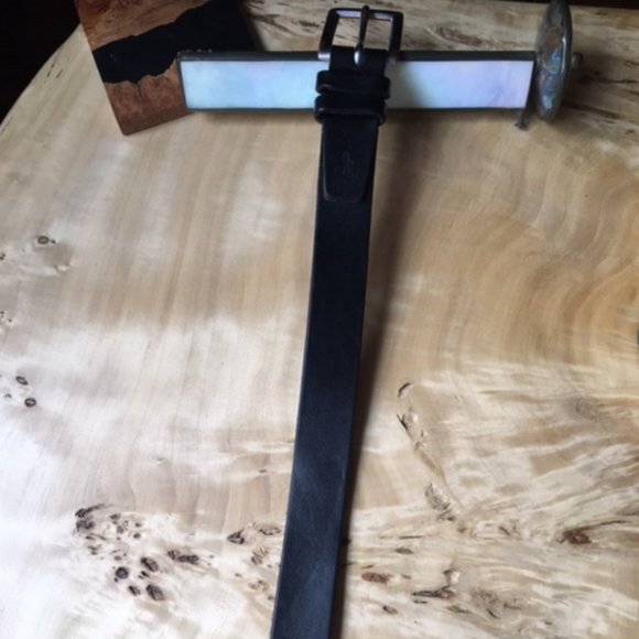 Mens Polo Black Leather Belt - Picture 3 of 6